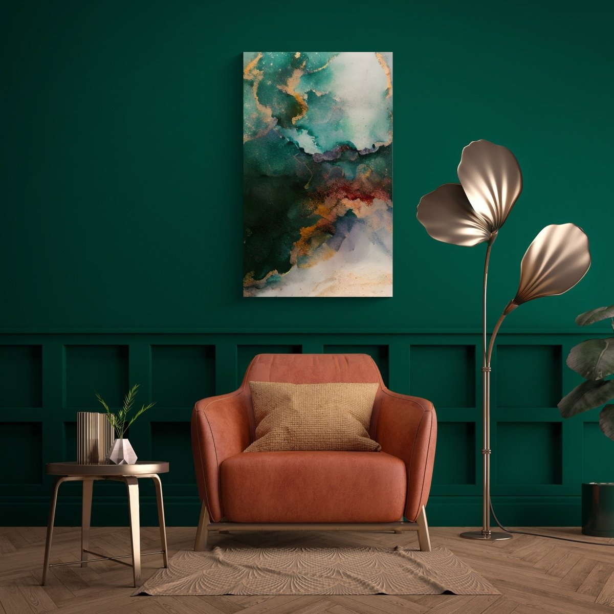 Green & Gold Symphony Abstract- Gallery Twelve