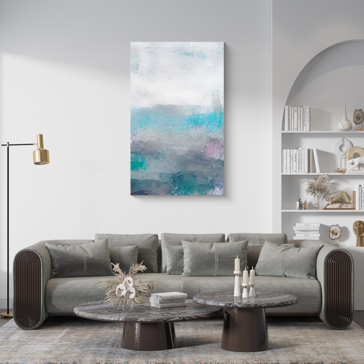 Hues of Grey and White Abstract- Gallery Twelve